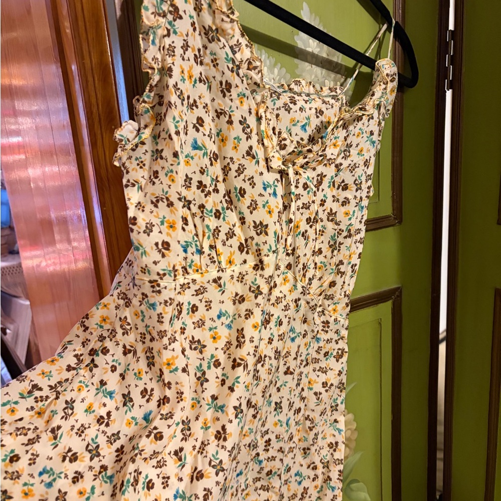 Vintage Floral Spaghetti Strap slip ruffle Dress - Picture 6 of 8